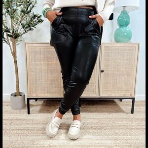 Spanx faux leather joggers